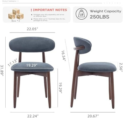 MALOL Dining Chairs Set of 6, Upholstered Wooden Kitchen Chairs, Blue