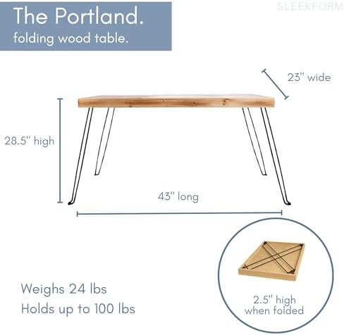The Portland Folding Table - Lightweight Portable Wood Desk