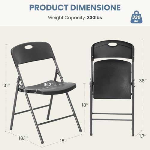 DUMOS Folding Chairs 8 Pack, Dining Chairs, Outdoor Home Office
