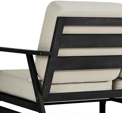 Pia Ricoo Outdoor Premium Teak Wood Couch with Armrests, All‑Weather Outdoor Furniture for Backyard, Deck, Lawn, Light Camel/Dark