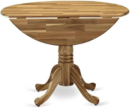 East West Furniture DLT-ANA-TP Dublin Modern Dining Table - a Round Kitchen Table Top with Dropleaf & Pedestal Base, 42x42 Inch, Natural
