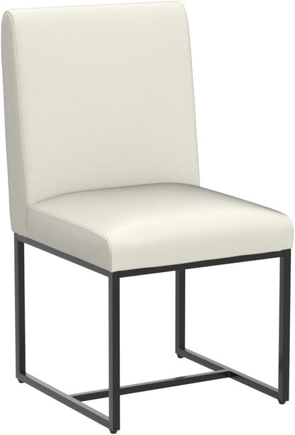 HNY Modern Dining Chairs Set of 4, Upholstered Leather Dining Room Chairs with Ergonomic Back & Metal Frame for Home, Kitchen, Apartment, White
