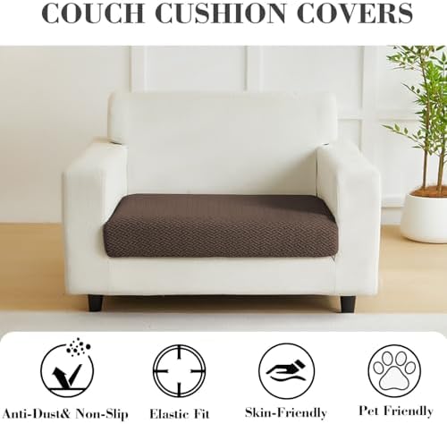 Sofa Covers Couch Covers for Sofa Pet Friendly Couch Cushion Covers Universal Sofa Covers Washable Stretch Slipcovers for Sectional Sofa (Texture Brown, Extra Large Single Seat Cover)