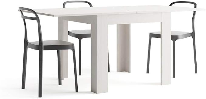 Mobili Fiver, Square extendable Dining Table, Eldorado, 35.4(70.9) x35.4 in, White Ash, for 4-8 People, Expandable Dining Table for Kitchen, Italian Furniture