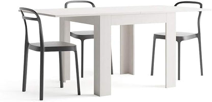 Mobili Fiver, Square extendable Dining Table, Eldorado, 35.4(70.9) x35.4 in, White Ash, for 4-8 People, Expandable Dining Table for Kitchen, Italian Furniture