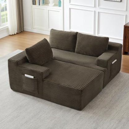 97" Cloud Boneless Couch, L-Shaped Sectional Sofa for Living Room, Brown