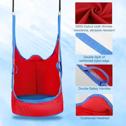 Upgraded Kids Pod Swing Chair,Child Hanging Hammock Chair,900D Oxford Cloth Pod Swing Seat for Indoor and Outdoor with All Accessories