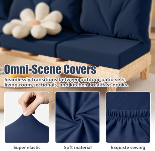 8Pcs Outdoor Cushion Covers, Stretch Patio Furniture Couch Chair Slipcovers