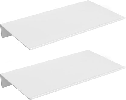 Danpoo 8 inch White Small Floating Shelves for Wall Organizer & Storage, Mini Display Shelves, Metal Wall Shelves for Bathroom, Living Room, Kitchen, Bedroom(2-Pack)