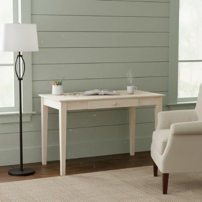 IC International Concepts, Writing Desk With Drawer, Solid Real Wood, Sturdy Parawood, Dimensions 19.41"W x 15"D x 2.36"H, Home Office/Study, Paint/Stain Ready, Unfinished