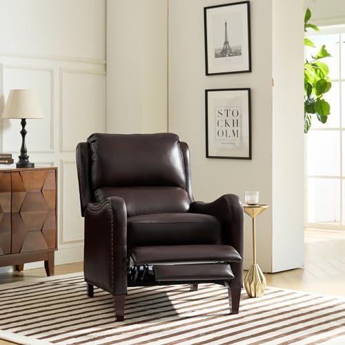 HULALA HOME Genuine Leather Recliner Chair, Espresso