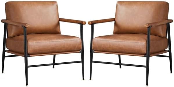Yaheetech Accent Chairs Set of 2, Modern Living Room Chairs, Retro Brown