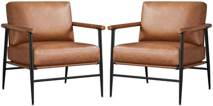 Yaheetech Accent Chairs Set of 2, Modern Living Room Chairs, Retro Brown