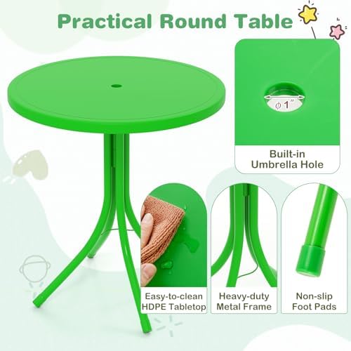 Kids Picnic Table, Kids Outdoor Table with 2 Folding Chairs