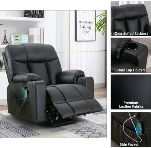 Bonzy Home Power Lift Recliner Chair with Heat and Massage, Faux Leather