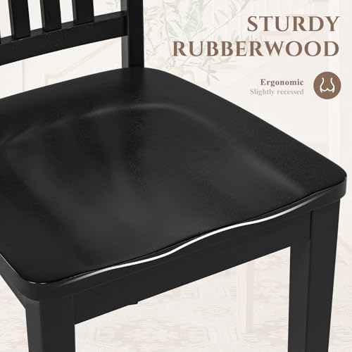 COLAMY Wooden Dining Room Chairs Set of 6, Spindle High Back Windsor Kitchen Side Chair, Farmhouse Dining Chairs for Kitchen, Dining Room, Black