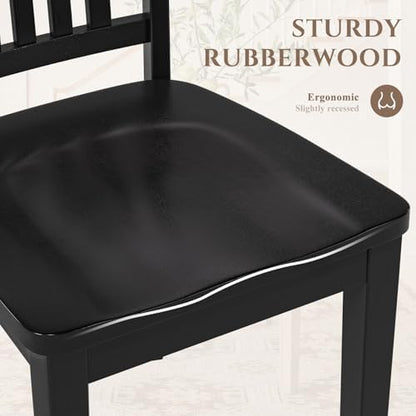 COLAMY Wooden Dining Room Chairs Set of 6, Spindle High Back Windsor Kitchen Side Chair, Farmhouse Dining Chairs for Kitchen, Dining Room, Black
