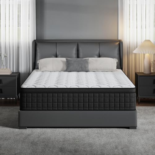 Holidaymoon Queen Mattress 12 Inch, Memory Foam Hybrid Pocket Spring Medium Firm in a Box, Cooling Breathable Bedding for Home Bedroom（12 Queen）