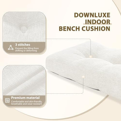 downluxe Indoor Bench Cushion for Indoor Furniture, Non-Slip Tufted Overstuffed Textured Foam Bench Seat Cushion, 36" X 14" X 4", Beige, 1 Pack