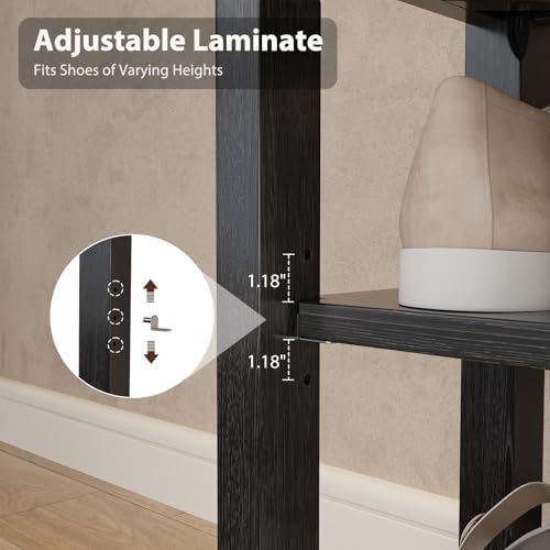 AQIMUELE Wood Shoe Rack Bench, 2 Tier Shoe Rack for Front Door Entrance