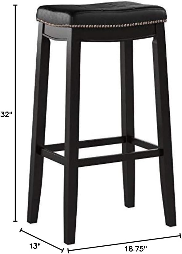 Linon Claridge Bar, Black Stool, 32" X 18.75" X 13"