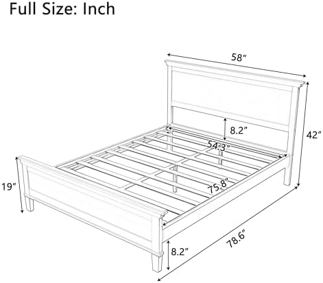 Merax Full Size Platform Bed Frame with Headboard, Wood Slat Support