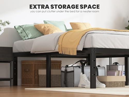 QEROMY Queen Bed Frame - 18 in Sturdy Platform Bed Frame Queen Size