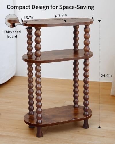 3-Tier Narrow Side Table, Slim End Table for Small Spaces