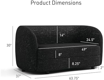 Furniture of America Nimiane Modern Boucle 3 Piece Sofa Set with Curved Arms and Wooden Legs, Accent Furniture Sets for Living Room, Home Office, Bedroom, Lounge, Black