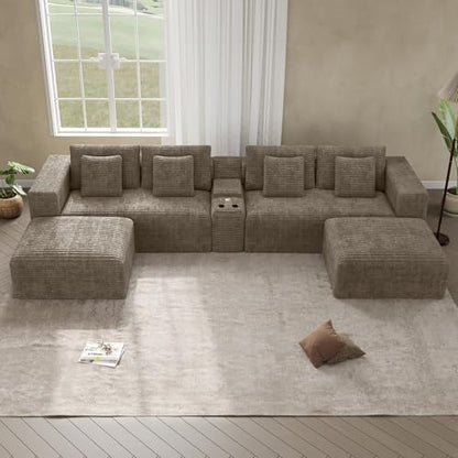 151" Oversized Cloud Sectional Couch for Living Room, Brown