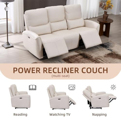 Bonzy Home Power Recliner Sofa Set, Single Sofa+Loveseat+3 Seat, White