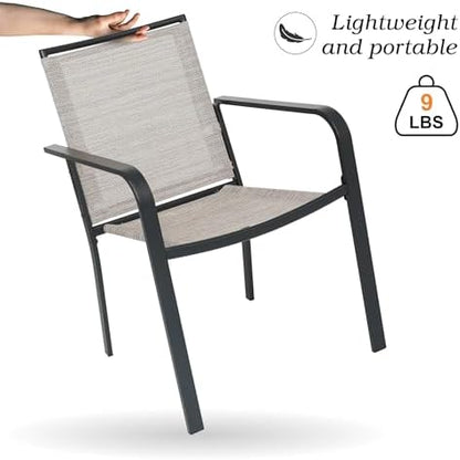 Anmutig Outdoor Bistro Set for 2, Stackable Chairs & Square Table, Beige