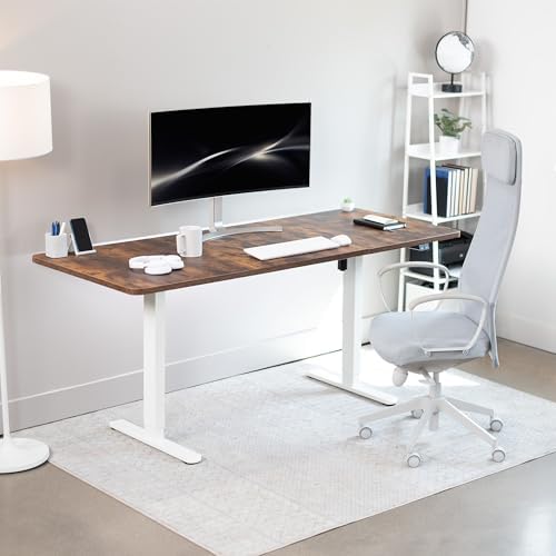 VIVO Electric Standing Desk, Smooth 3-Piece 71" x 30" Vintage Brown Top