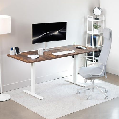 VIVO Electric Standing Desk, Smooth 3-Piece 71" x 30" Vintage Brown Top
