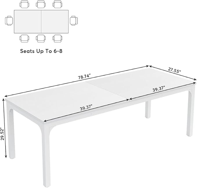 Practical Computer Desk,Rectangle Conference Table,Executive Desk(Only Table) (White + Iron + MDF)