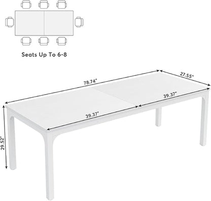 Practical Computer Desk,Rectangle Conference Table,Executive Desk(Only Table) (White + Iron + MDF)