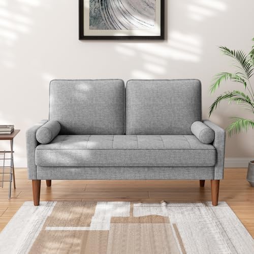 Vesgantti 48" Loveseat Sofa, Small Couch with Solid Wood Legs, Light Gray