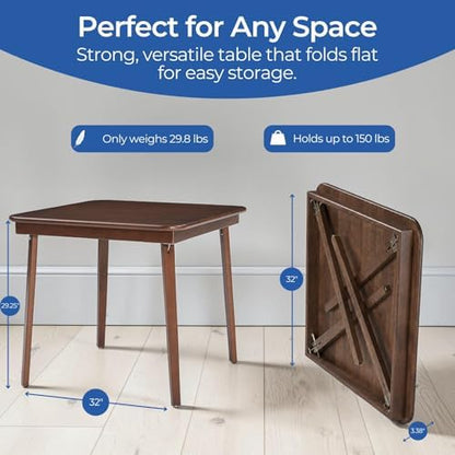 Stakmore 32" Straight Edge Square Folding Card Table, Walnut