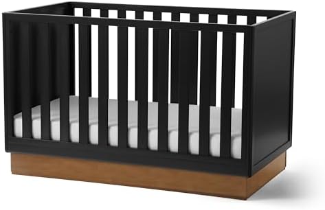 Little Seeds Dawn 4-in-1 Convertible Crib, Black/Acorn