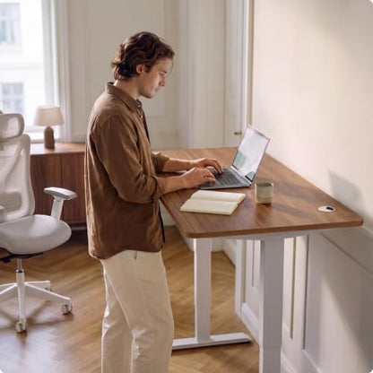 Desktronic HomePro Standing Desk 48x24 — Made in Europe, Ergonomic Sit Stand Home Office Desk, Electric Height Adjustable, Dual Motor, USB & USB-C Charging, Wobble-Free, Touchscreen, 3 Memory Presets