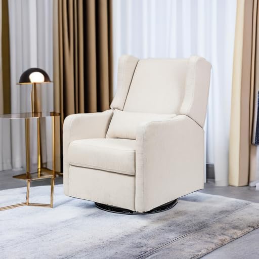 Carter’s Arlo Glider Recliner Nursery Chair - Water & Stain Resistant Glider Rocking Chair for Nursery - GREENGUARD Gold, FSC & Certi-PUR US Certified - Cozy Cream Swivel Rocker Recliner Chair