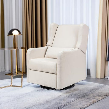 Carter’s Arlo Glider Recliner Nursery Chair - Water & Stain Resistant Glider Rocking Chair for Nursery - GREENGUARD Gold, FSC & Certi-PUR US Certified - Cozy Cream Swivel Rocker Recliner Chair