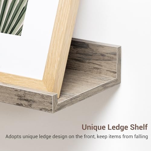 Picture Ledge Shelf, 16 Inch Grey Floating Shelves Set of 3