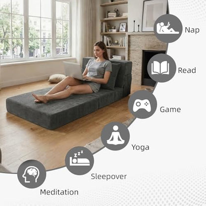 Folding Sofa Bed, Convertible Sleeper Chair Bed with Pillow