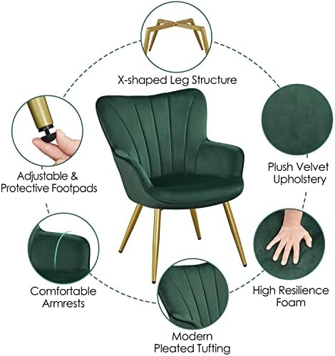 Yaheetech Accent Chairs Set of 2, Upholstered Armchairs, Green