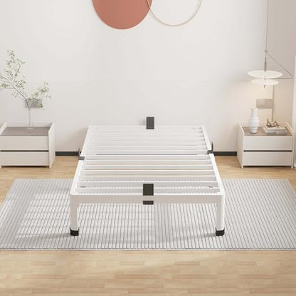 ROIL 10 Inch White Twin Bed Frame Low Profile with Rounded Corner