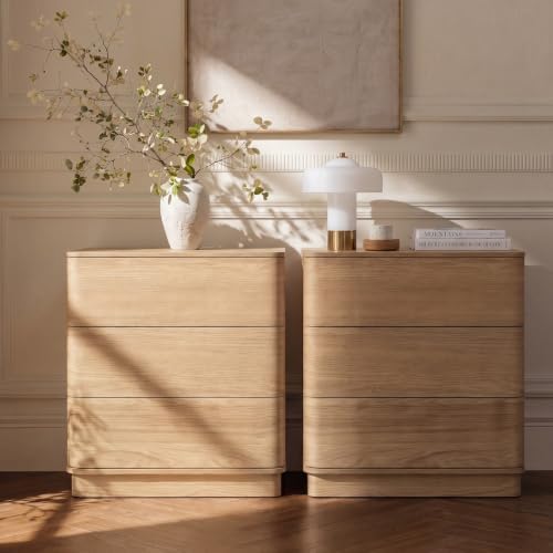 Nightstands Set of 2 with 3 Push to Open Drawers Storage
