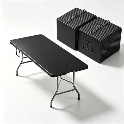 6FT Folding Table, Black Portable HDPE Utility Table,20 Pack