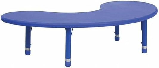 Flash Furniture 35''W x 65''L Half-Moon Blue Plastic Height Adjustable Activity Table