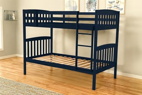 Kodiak Furniture Claire Twin Over Twin Bunk Bed, Twin, Navy Blue (Mattresses Not Included)